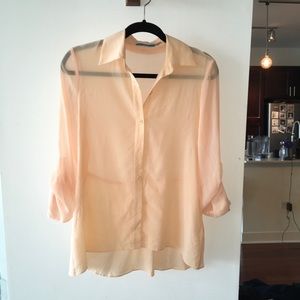Peach Silk Chiffon Blouse